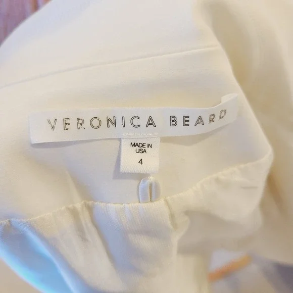 Veronica Beard White Cotton Blazer Dickey One Button Tailored Jacket Sz 4 Preppy - Picture 7 of 8